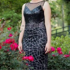 Elegant Black Sequin Evening Dress Prom